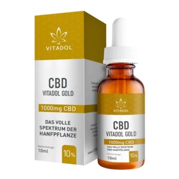 Vitadol Gold Bio CBD Öl – Flasche und Verpackung, 1.000 mg CBD, Hochwertiges Vollspektrum-Öl mit , mildem Geschmack