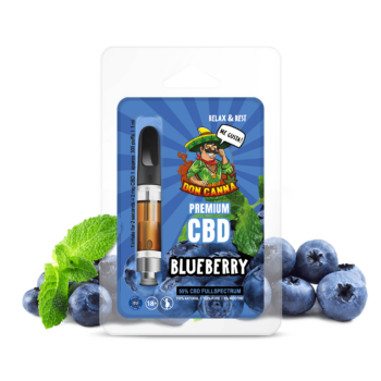 DON CANNA® CBD Vape Liquid 55% - Blueberry-Verpackung, Intensiver Blaubeer-Geschmack und wohltuendes CBD-Erlebnis. Ideal für entspannte Genussmomente.