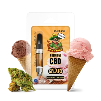 CBD Vape Liquid Gelato DON CANNA® – Vape, Erlebe entspannenden Genuss mit 55 % Vollspektrum-CBD und natürlichem, cremig-süßem Aroma.