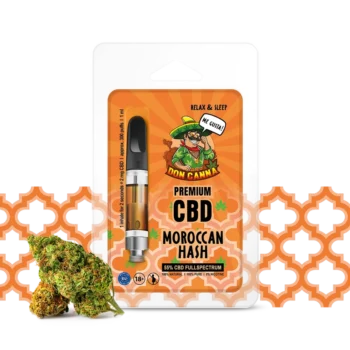 DON CANNA® CBD Vape Liquid 55% - Moroccan Hash - Verpackung, Erlebe intensives Aroma und tiefe Entspannung mit 55 % CBD im Vape-Format.