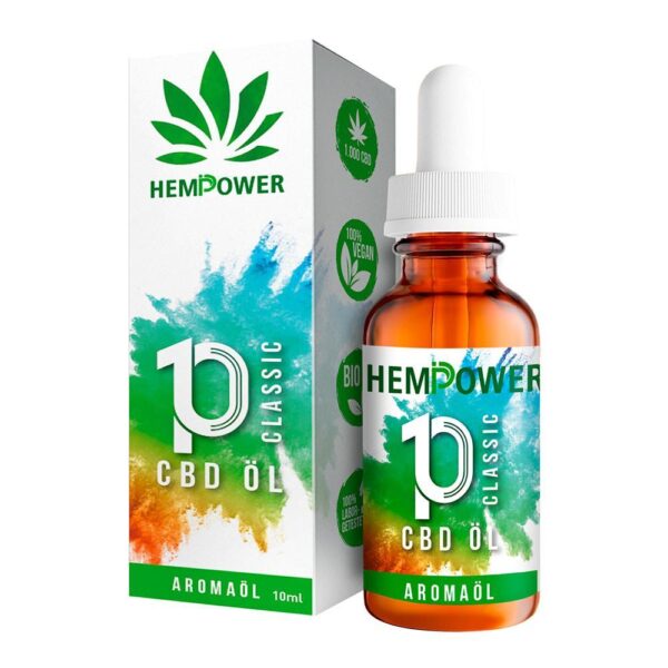 Hempower CBD Öl - Flasche und Verpackung, Vollspektrum-Qualität mit 1.000 mg CBD