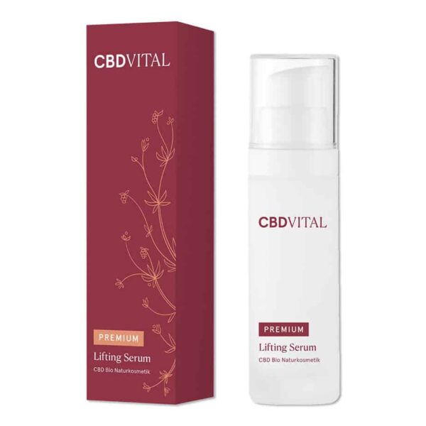 CBD Vital Lifting Serum - Flasche und Verpackung bietet sofortige Lifting-Effekte,