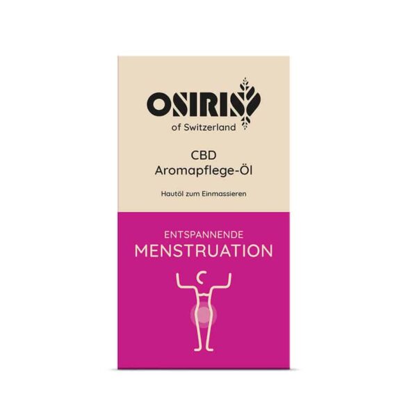 Osiris Menstruation CBD Aromapflege - Verpackung, bietet natürliche Linderung bei Menstruationsbeschwerden