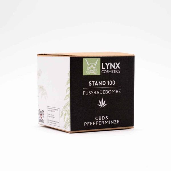 LYNX CBD Fußbadebombe 100mg - 90 g - Verpackung, bietet Entspannung mit CBD und Pfefferminze in stilvoller Verpackung.